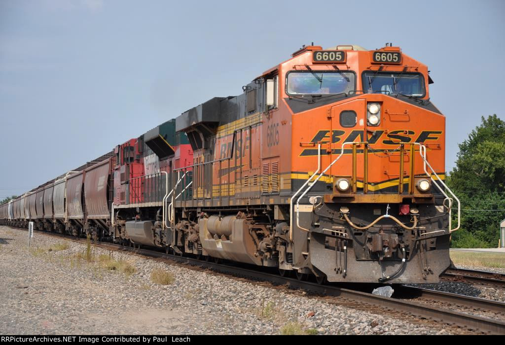 Grain train rolls south